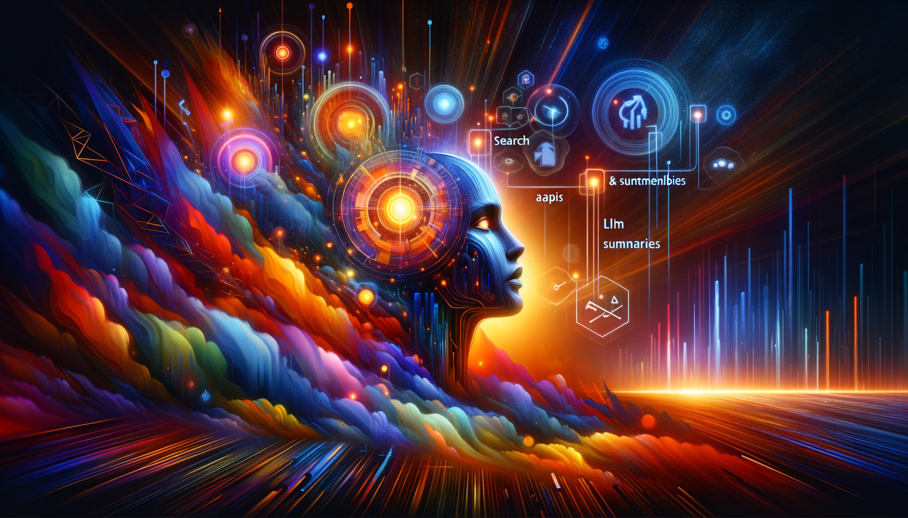Eye-catching visual of Bing Search APIs, LLM-generated summaries, August shutdown
and AI technology vibes