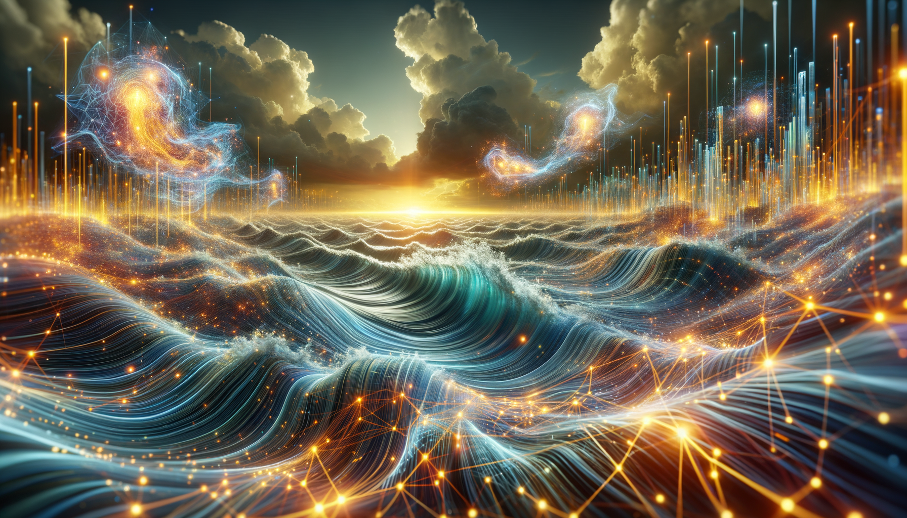 Eye-catching visual of InfluxDB 3, time series database, real-time data processing
and  AI technology vibes