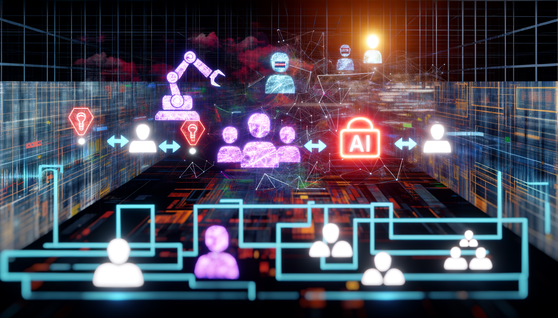 API security, application security, DevSecOps
technology and  AI technology illustration