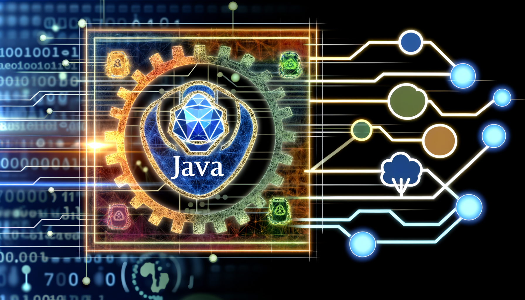Java, Java certification, Java developer
technology and  AI technology illustration
