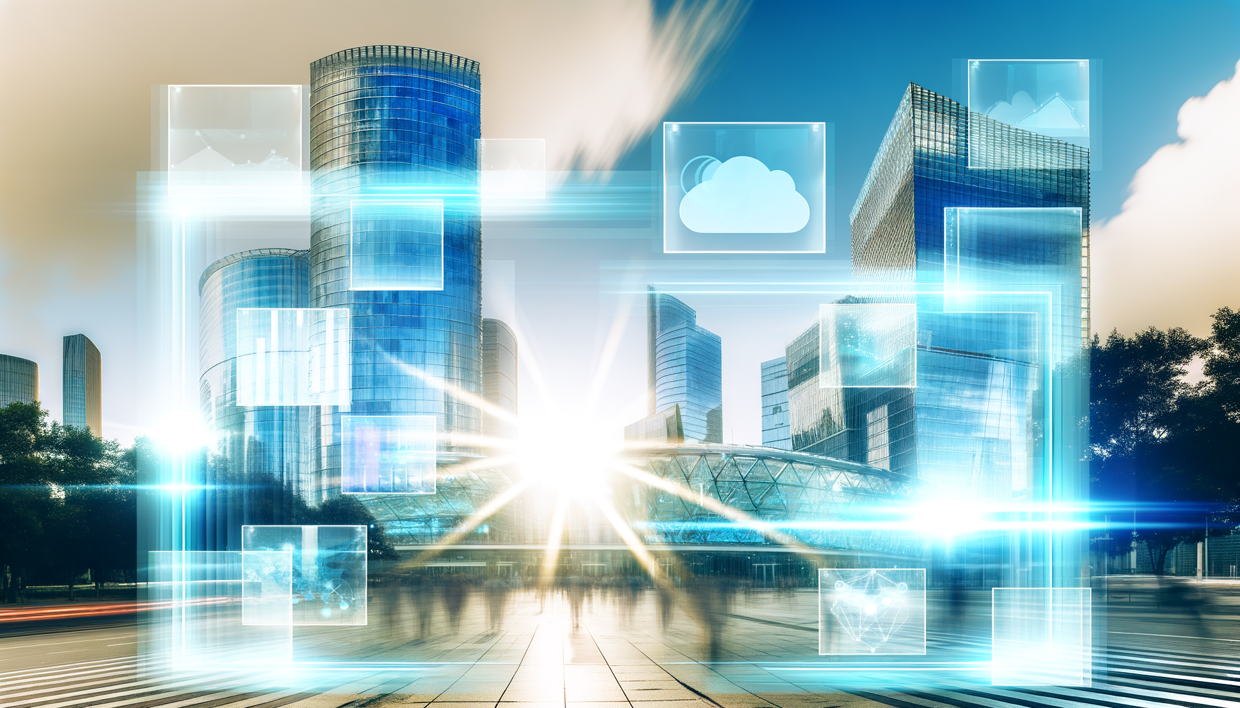 Future potential of cloud computing, AI, strategic planning represented visually