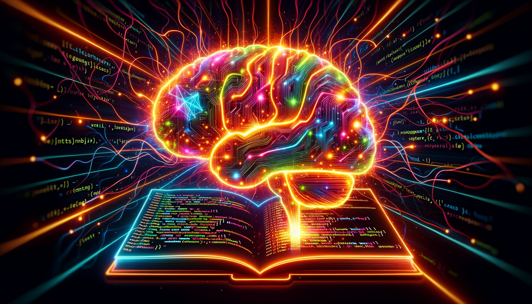 Eye-catching visual of programming, naming, code
and AI technology vibes