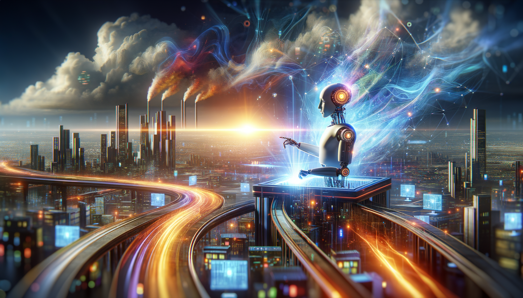 Eye-catching visual of software development tool, platform shift, management
and  AI technology vibes