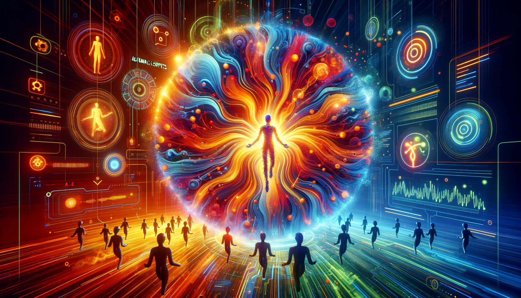 Eye-catching visual of mobile testing, test automation, AI-powered and AI technology vibes
