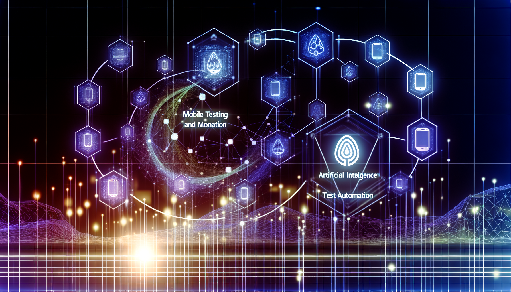 mobile testing, test automation, AI-powered technology and AI technology illustration