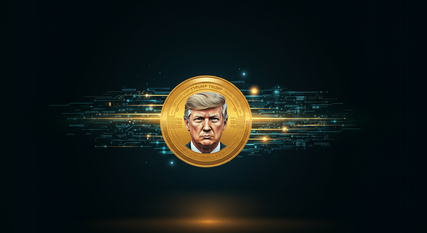 Official Trump TRUMP technology and blockchain network illustration