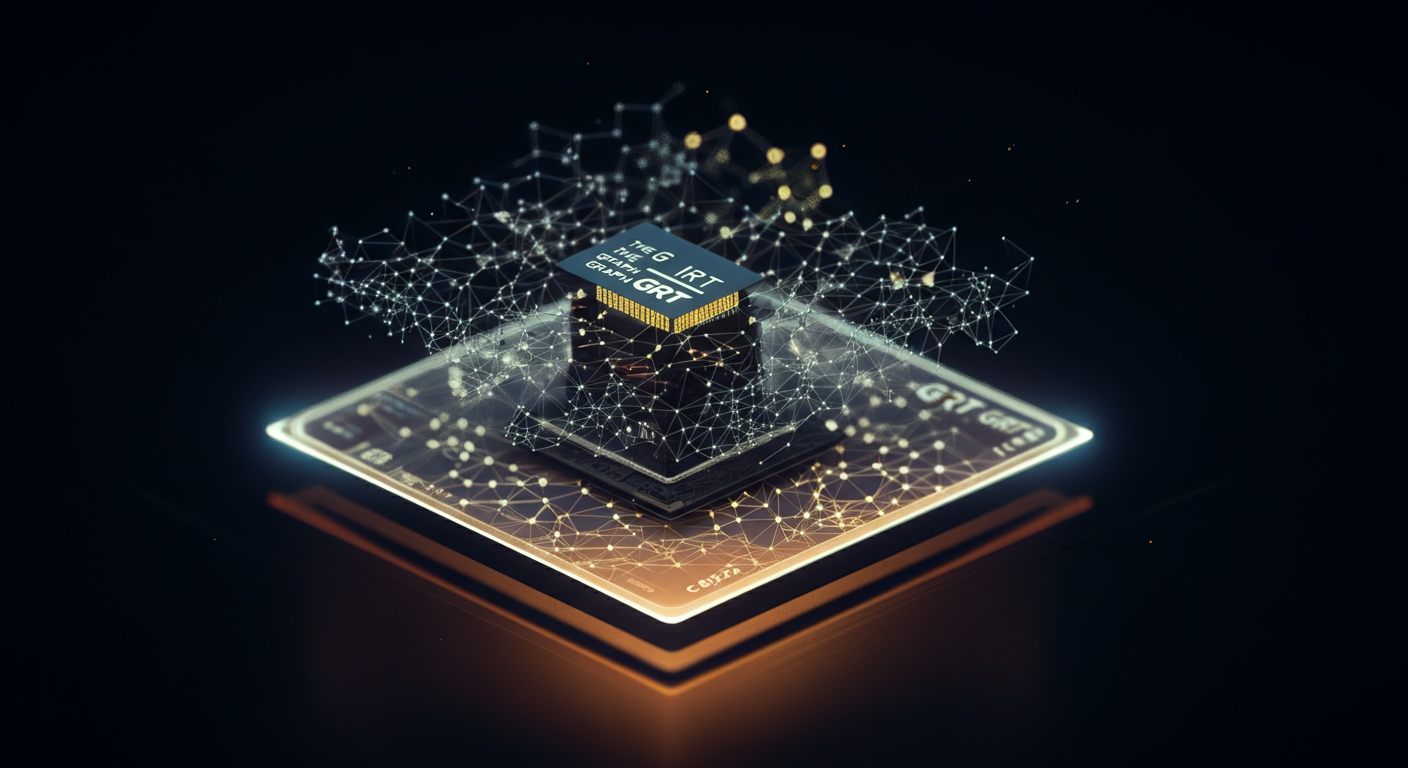 The Graph GRT technology and blockchain network illustration