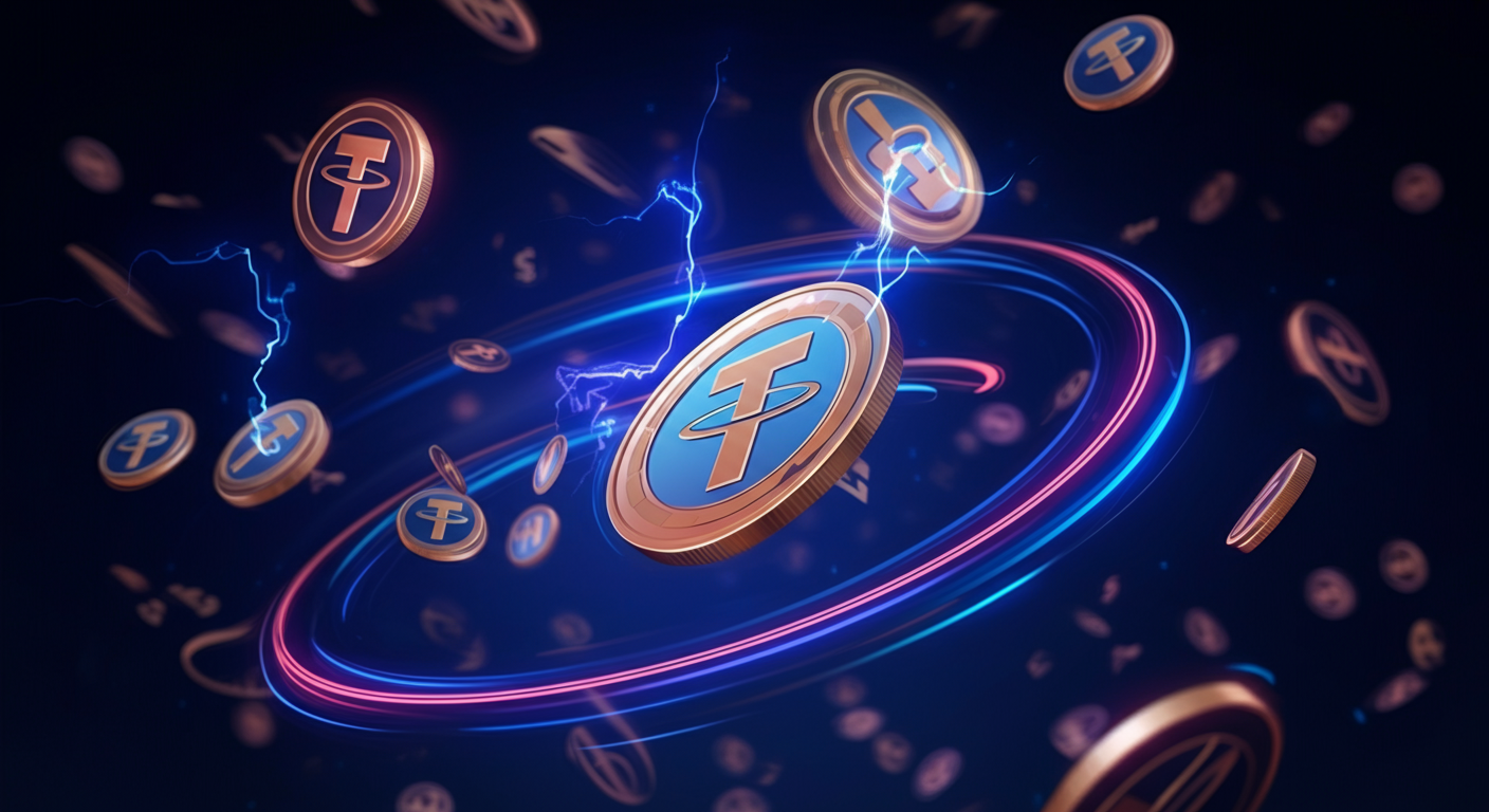 Tether USDT blockchain and community visual