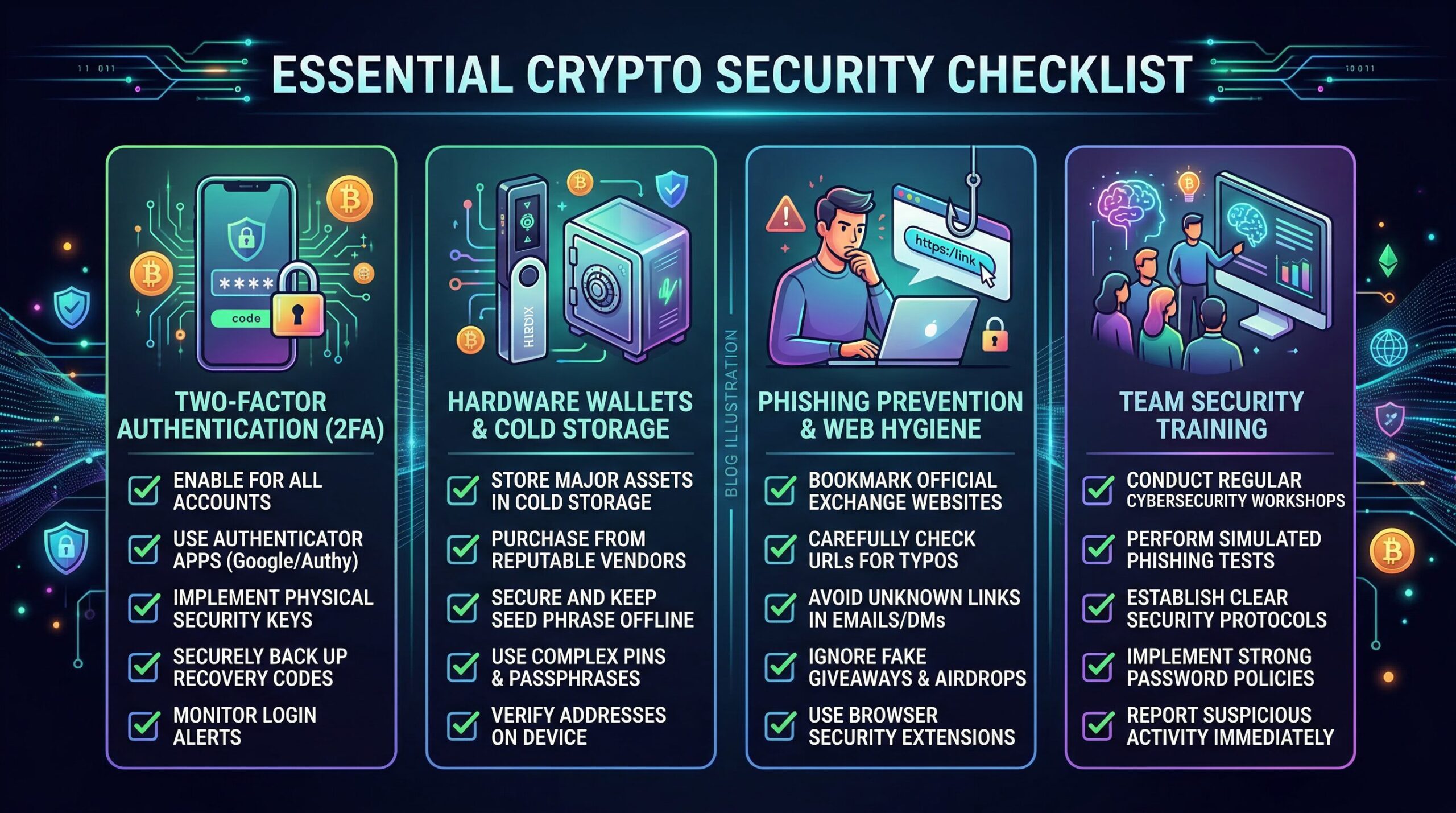 Security checklist visual for crypto project protection
